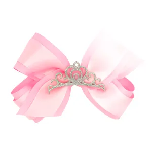 Princess bow with satin overlay and crown