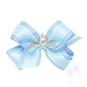 Princess bow with satin overlay and crown