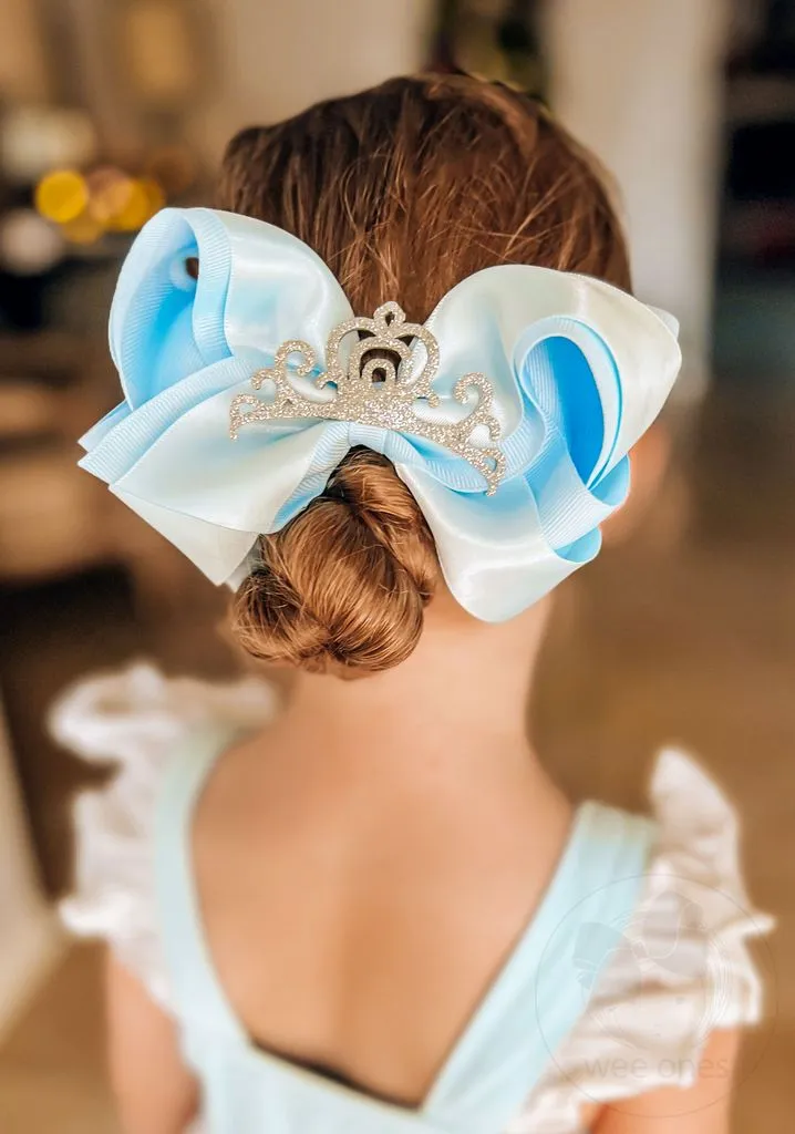 Princess bow with satin overlay and crown