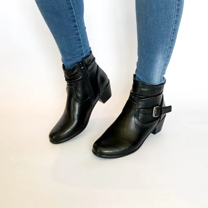 Savoy black ankle block heel boot