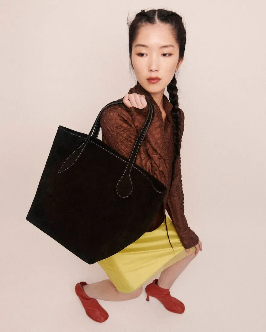 Sprout Tote Black Suede