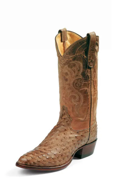 Tony Lama Men's Exotic Antique Tan Full Quill Ostrich Boots