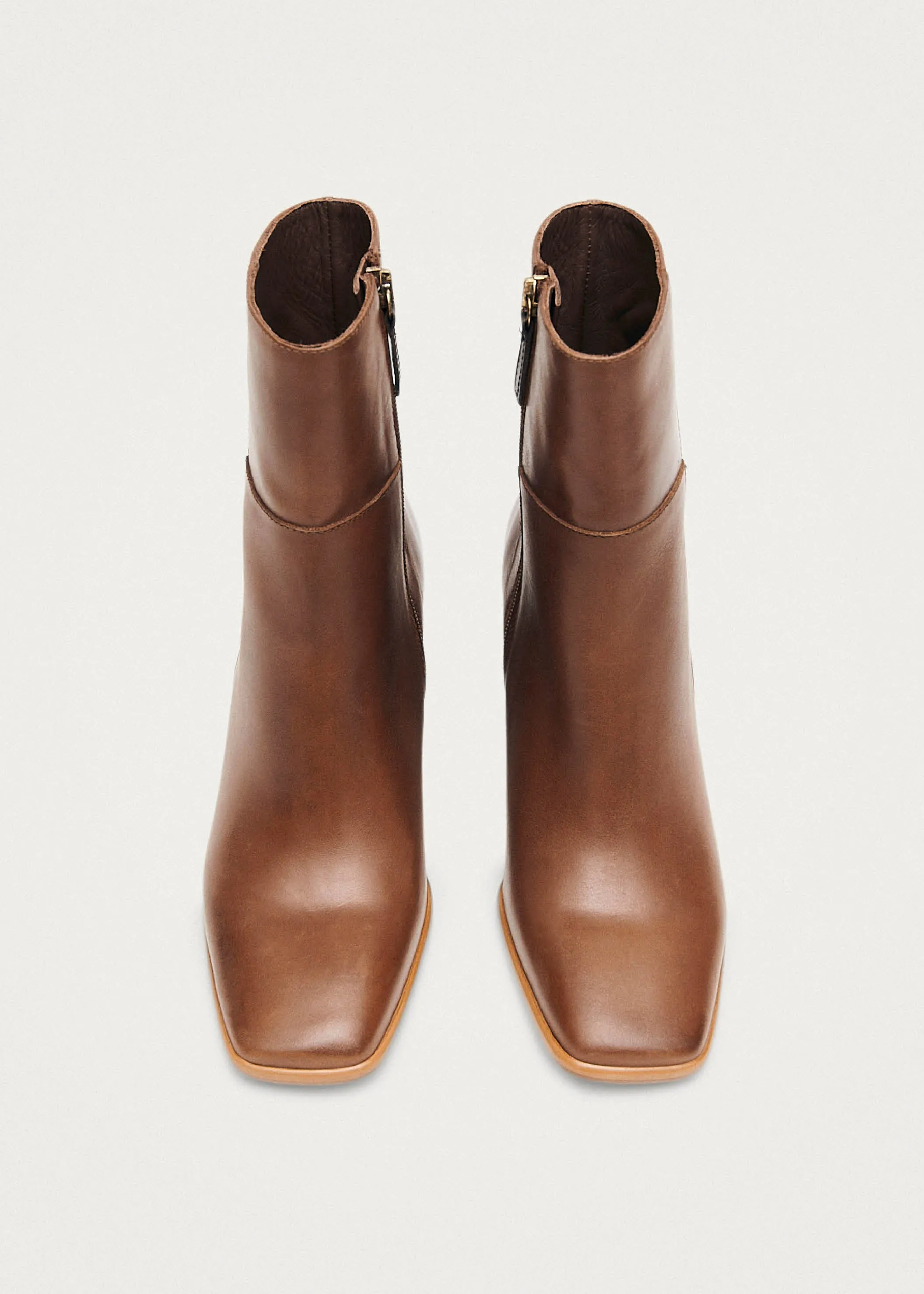 West Camel Leather Ankle Boots