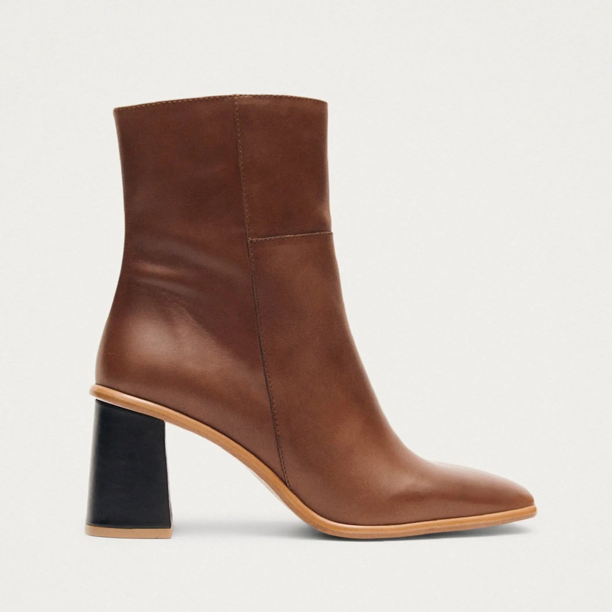 West Camel Leather Ankle Boots